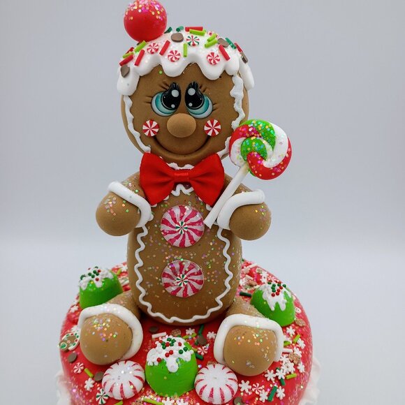 Gingerbread Christmas Centerpiece – Faux Cake Holiday Table Decor, Peppermint - Picture 5 of 6